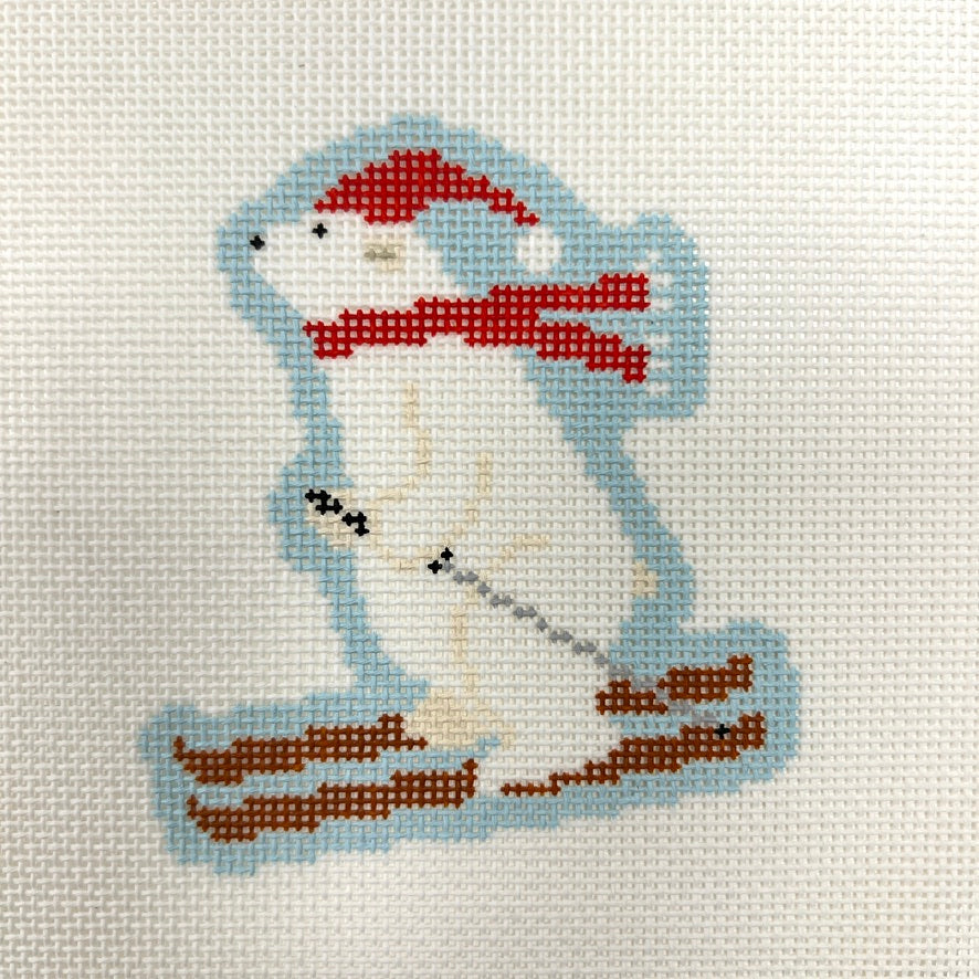Skiing Polar Bear Ornament Needlepoint Canvas