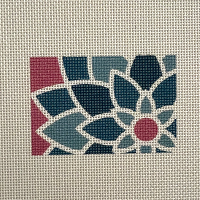 Teal Graphic Flower 2 x 3 Needlepoint Canvas
