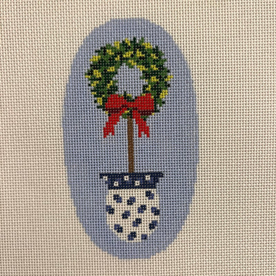 Holiday Wreath Topiary Ornament Needlepoint Canvas