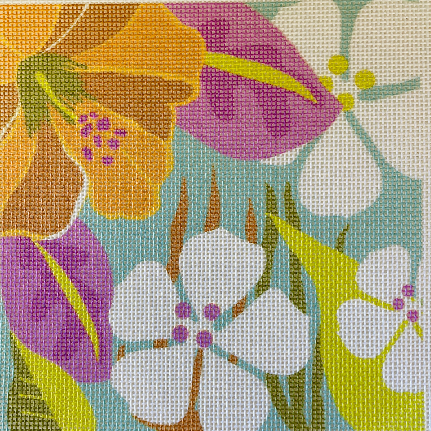 Tropical Flowers Needlepoint Canvas
