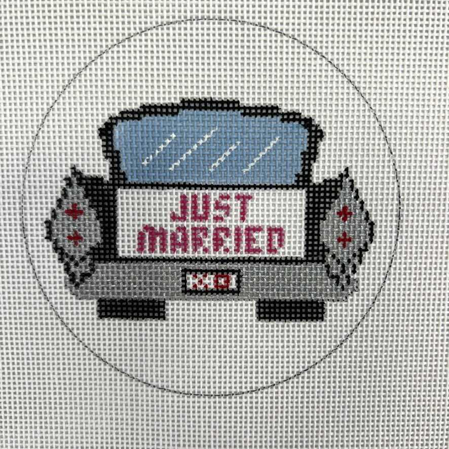 Just Married Cadillac Ornament Needlepoint Canvas
