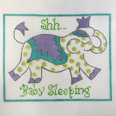 Shh... Baby Sleeping Elephant Needlepoint Canvas