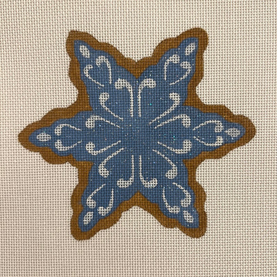 Blue with White Snowflake Ornament Needlepoint Canvas