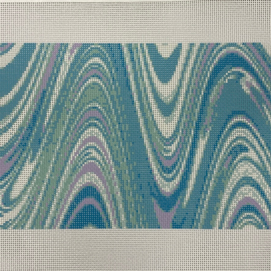 Teal Waveform Marbled Clutch Canvas Needlepoint Canvas