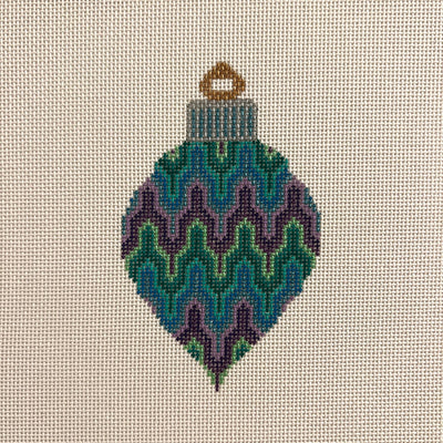 Blue, Green, Purple Bargello Bulb Ornament Needlepoint Canvas