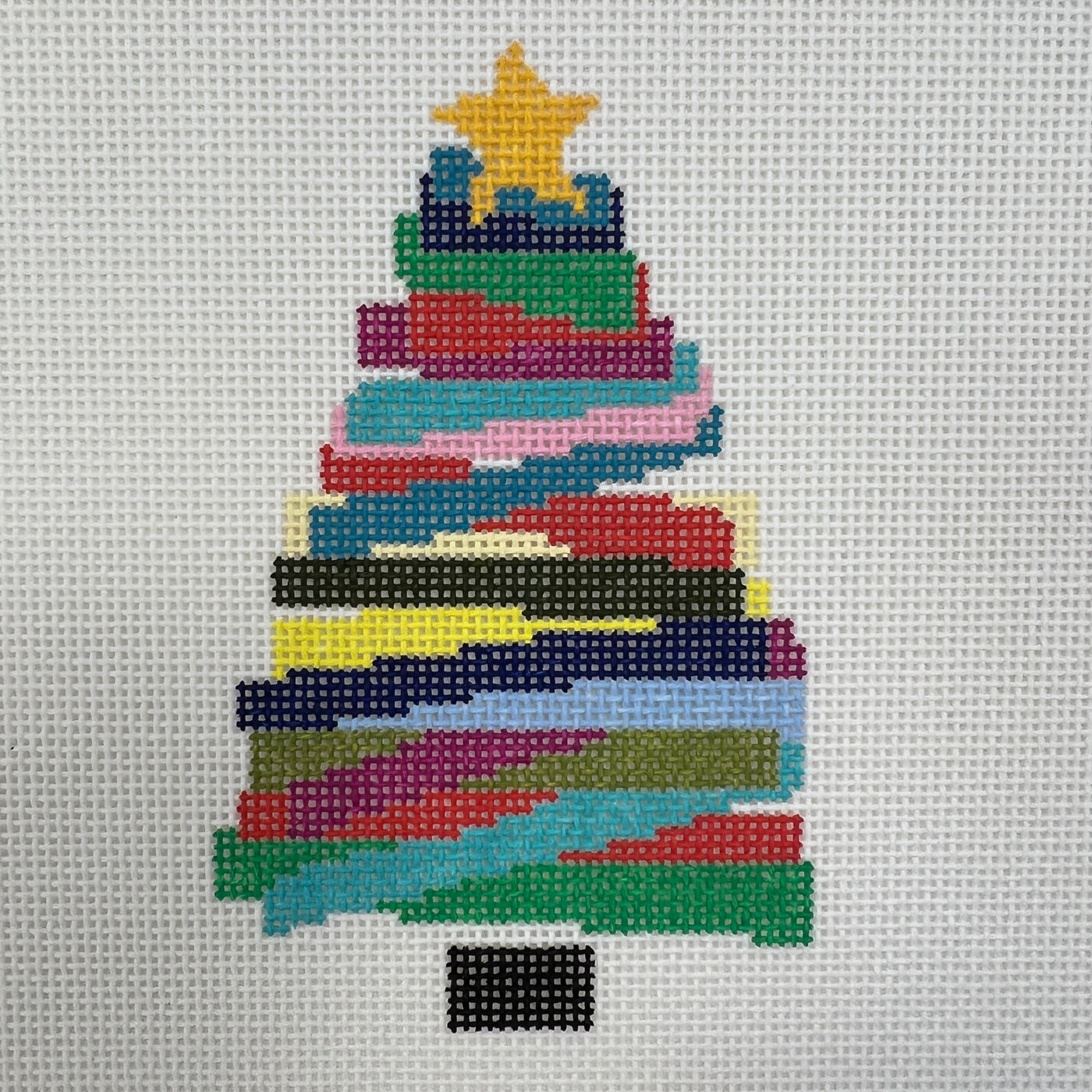 Multicolored Christmas Tree Ornament Needlepoint Canvas