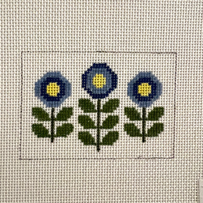 Three Blooms Insert - Blue Needlepoint Canvas
