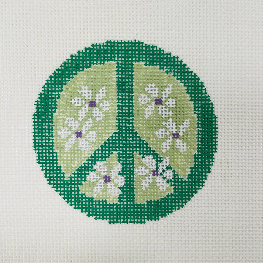 Peace Round with Daisies Needlepoint Canvas