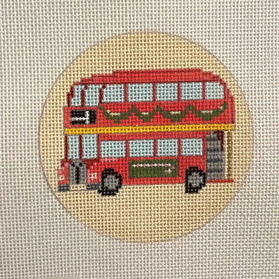 Christmas in London Bus Ornament Needlepoint Canvas