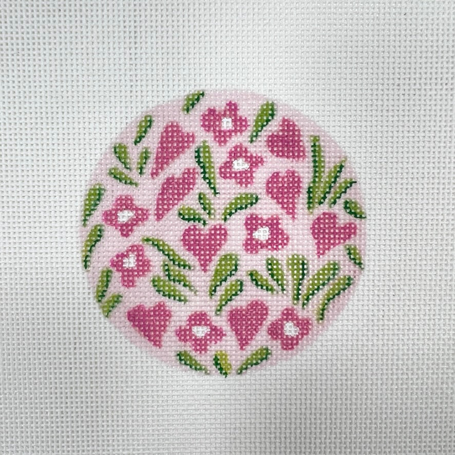 Hawaiian Floral with Hearts Needlepoint Canvas