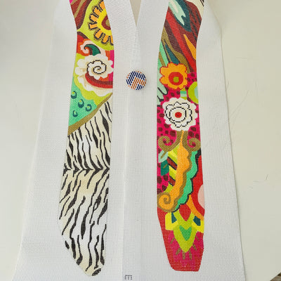 Floral & Zebra Hip Belt / Bag Strap Needlepoint Canvas