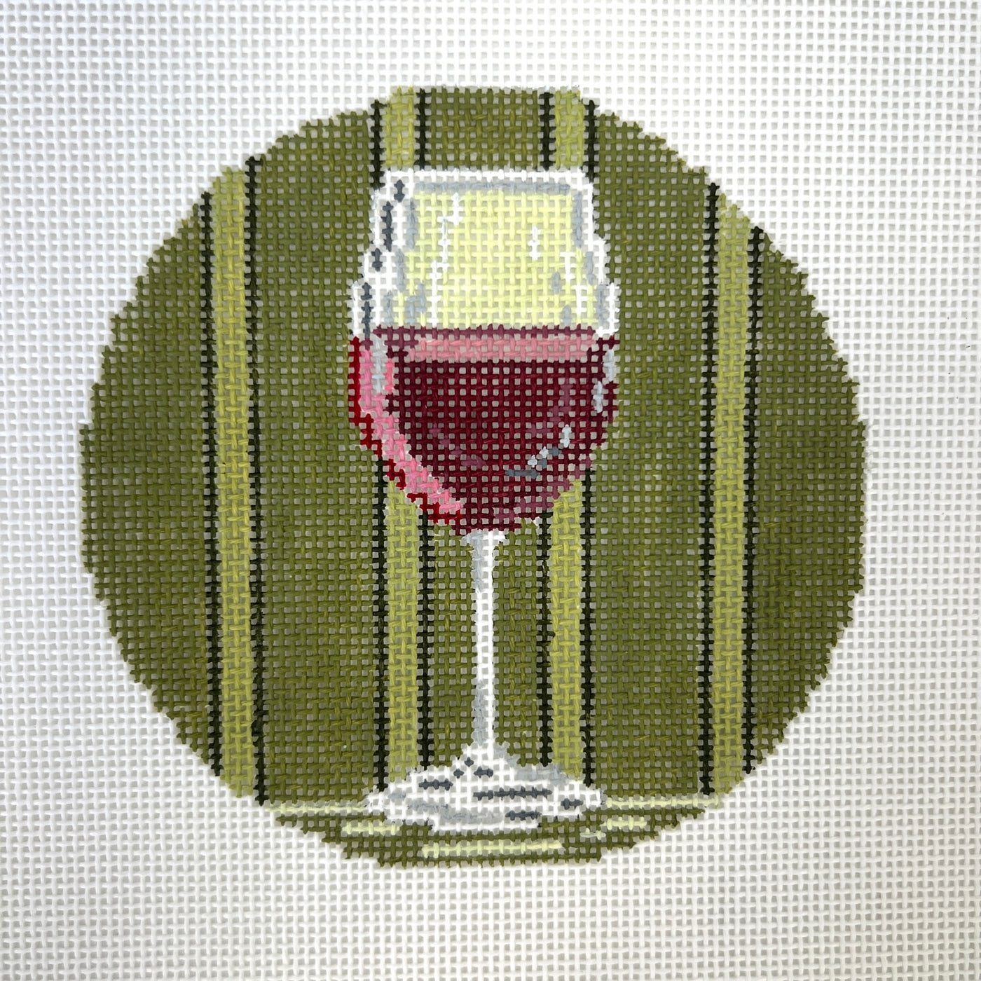 White Wine Round/Coaster Needlepoint Canvas