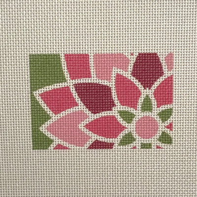 Pink Graphic Flower 2 x 3 Needlepoint Canvas