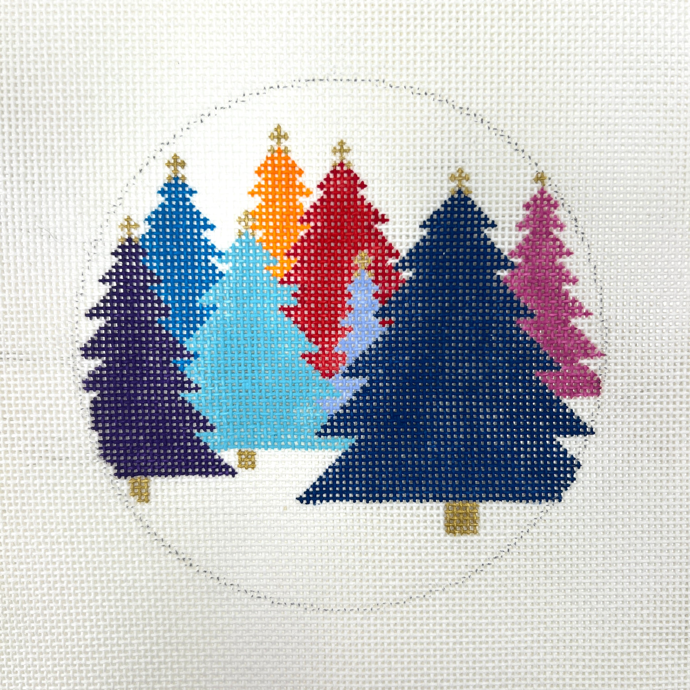 Colorful Forest Ornament Needlepoint Canvas