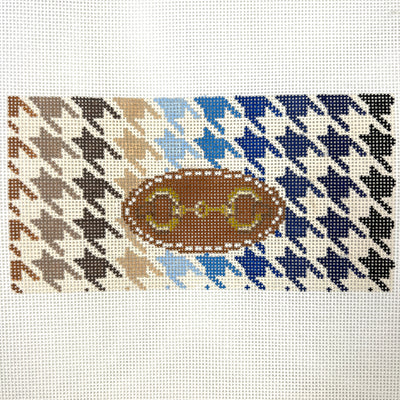 Houndstooth Horsebit Browns Needlepoint Canvas