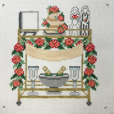 Wedding Bar Cart - Two Brides in Dress & Tux Needlepoint Canvas