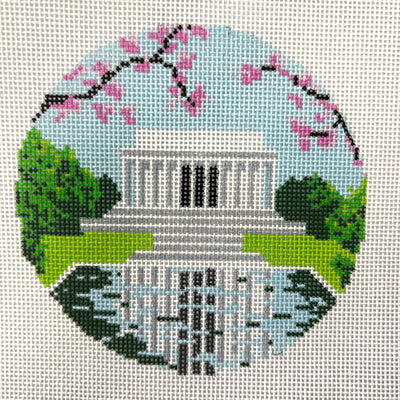 Lincoln Memorial with Cherry Blossoms Ornament Needlepoint Canvas