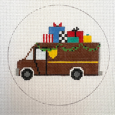 UPS Christmas Delivery Truck Ornament Needlepoint Canvas