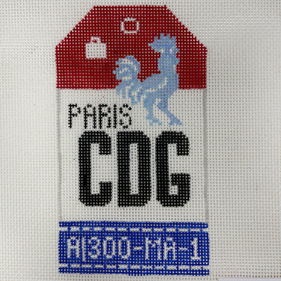 Paris CDG Travel Tag Needlepoint Canvas