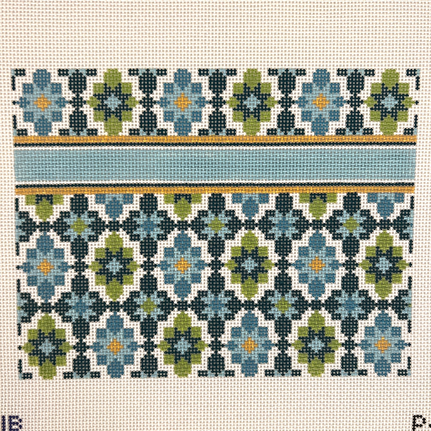 Turquoise Portugese Tile Clutch Needlepoint Canvas