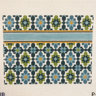 Turquoise Portugese Tile Clutch Needlepoint Canvas