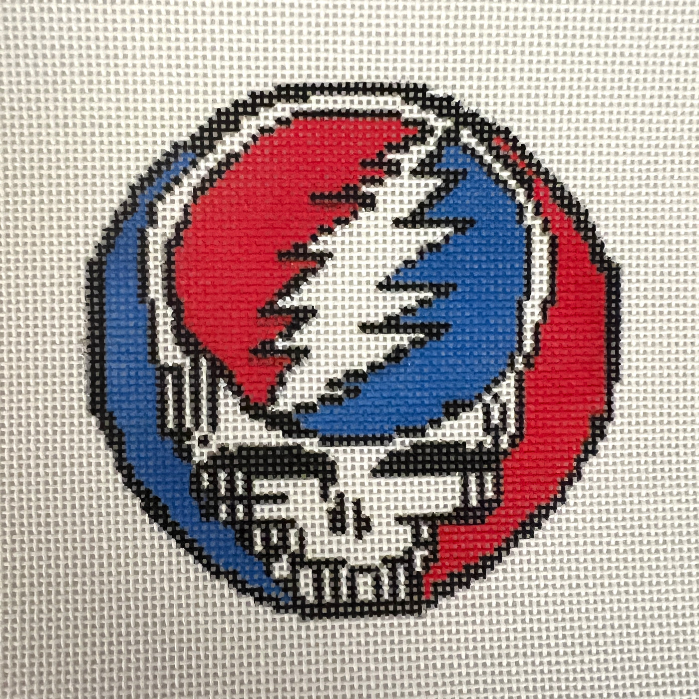 Red, White, Blue Steal Your Face Round Ornament Needlepoint Canvas