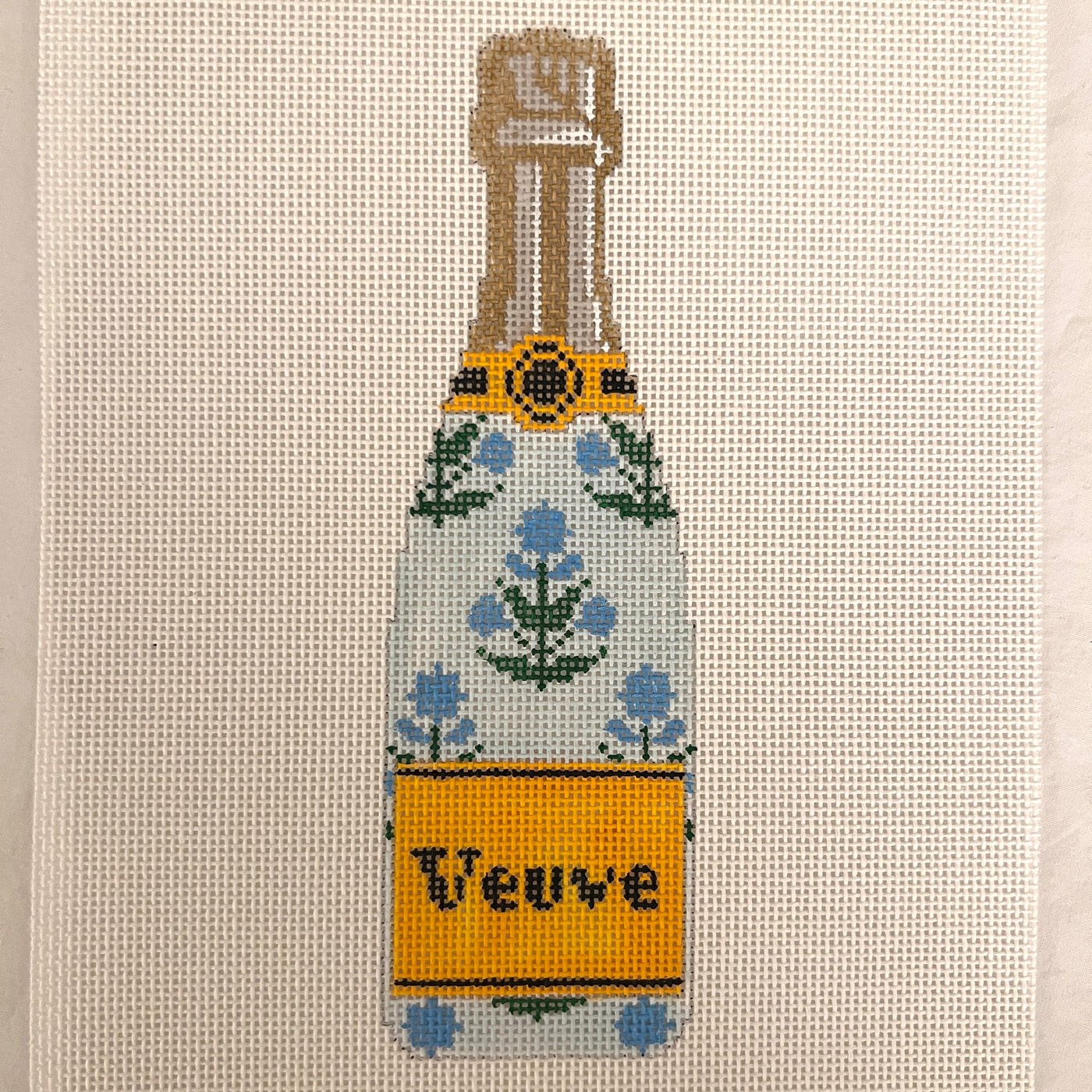 Block Print Veuve Bottle Needlepoint Canvas