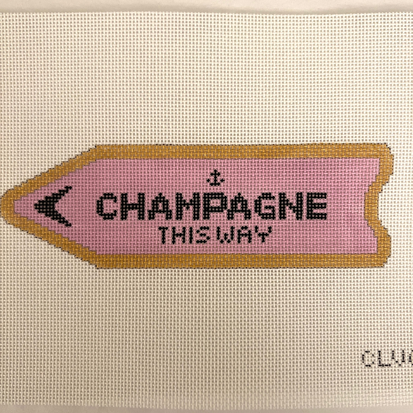 Champagne This Way Pink Needlepoint Canvas