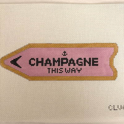 Champagne This Way Pink Needlepoint Canvas