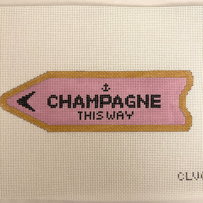 Champagne This Way Pink Needlepoint Canvas