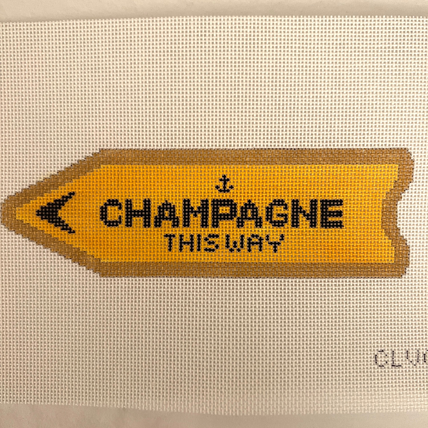 Champagne This Way Orange Needlepoint Canvas