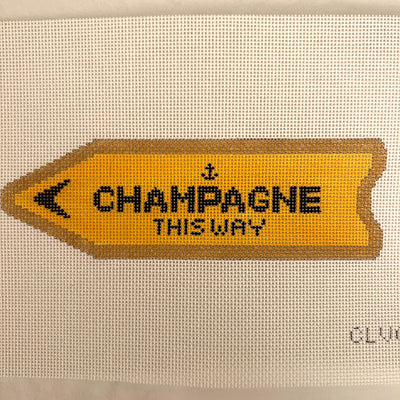 Champagne This Way Orange Needlepoint Canvas