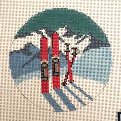 Backcountry Ski Bum Ornament Needlepoint Canvas