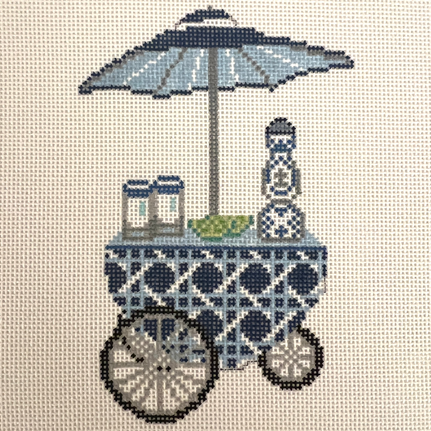 Blue Cane Tequila Cart Needlepoint Canvas