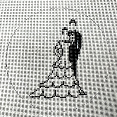 Bride & Groom Sihouette Ornament Needlepoint Canvas