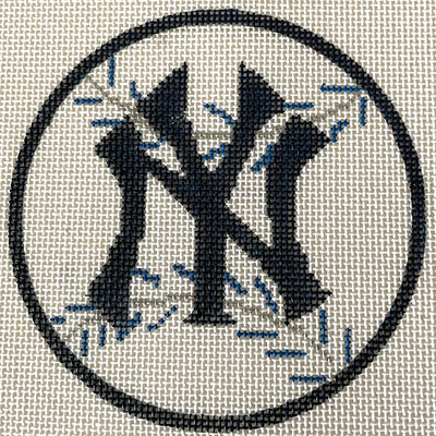 Yankees Baseball Round - Ornament Size Needlepoint Canvas