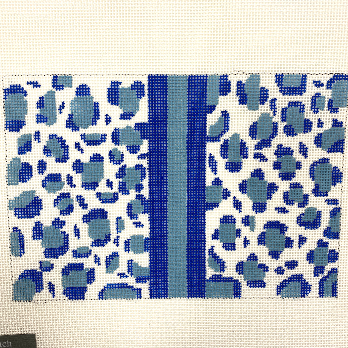 Leopard Clutch-Blue Silver Stitch Handpainted Needlepoint Canvas 