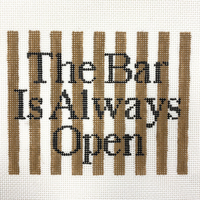 The Bar Is Always Open Silver Stitch Handpainted Needlepoint Canvas Size: 6.5" x 5" / 13 MeshThe Bar Is Always Open Silver Stitch Needlepoint Handpainted Canvas