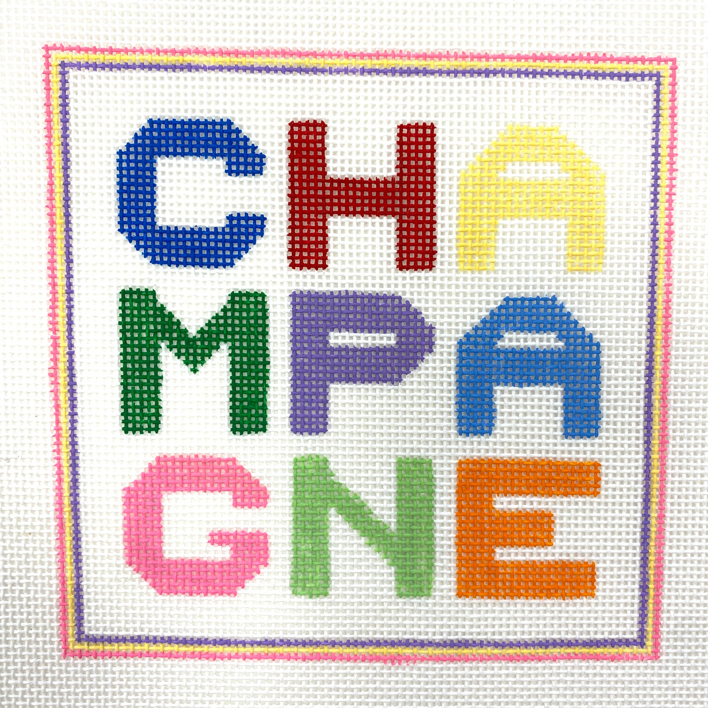 CHAMPAGNE Silver Stitch Handpainted Needlepoint Canvas Size: 4.5" x 4.5" / 18 Mesh