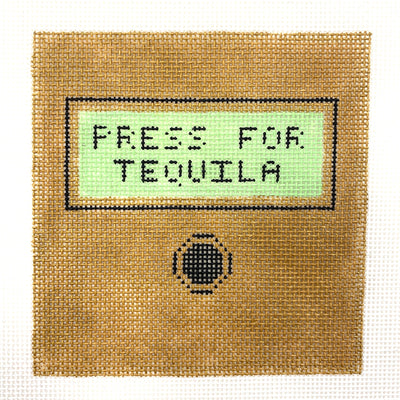 Press for Tequila Silver Stitch Handpainted Needlepoint Canvas Size: 4" x 4.25" / 18 Mesh