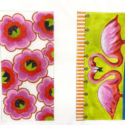 Flamingo & Floral Eyeglass Case Needlepoint Canvas