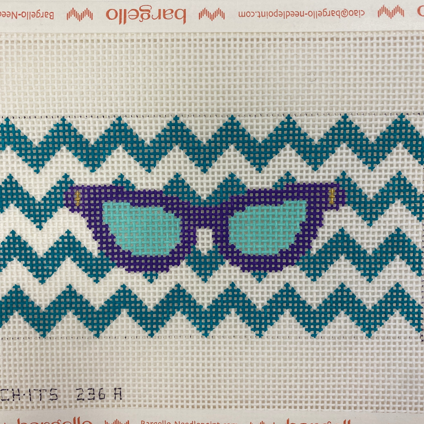 Eyeglass case purple & teal Needlepoint Canvas