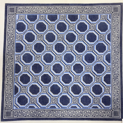 Blue Hexagon Pillow Needlepoint Canvas
