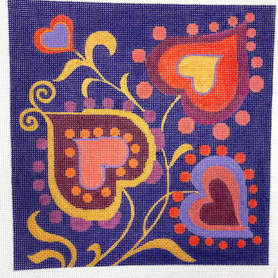 Heart Flowers Needlepoint Canvas