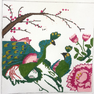 Peacocks in Love Needlepoint Canvas