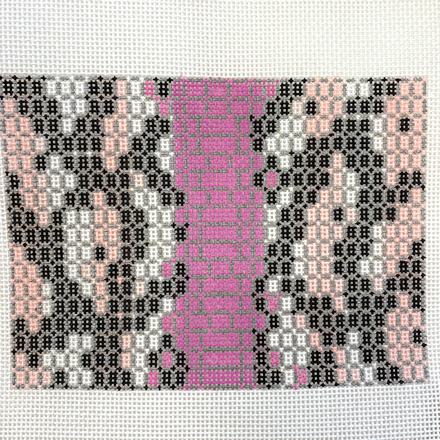 Snakeskin Mini Flat Clutch - Pink Needlepoint Canvas