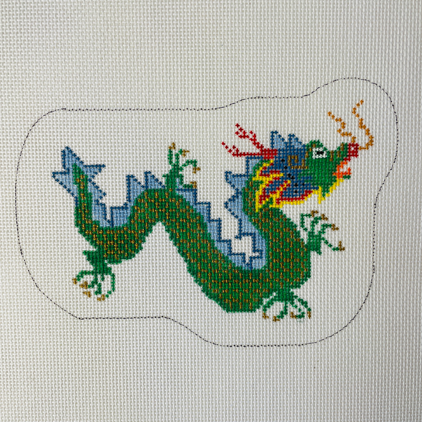 Green Dragon - Large Ornament Needlepoint Canvas