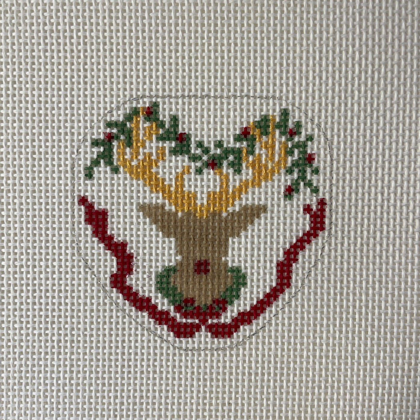 Reindeer Ornament Needlepoint Canvas