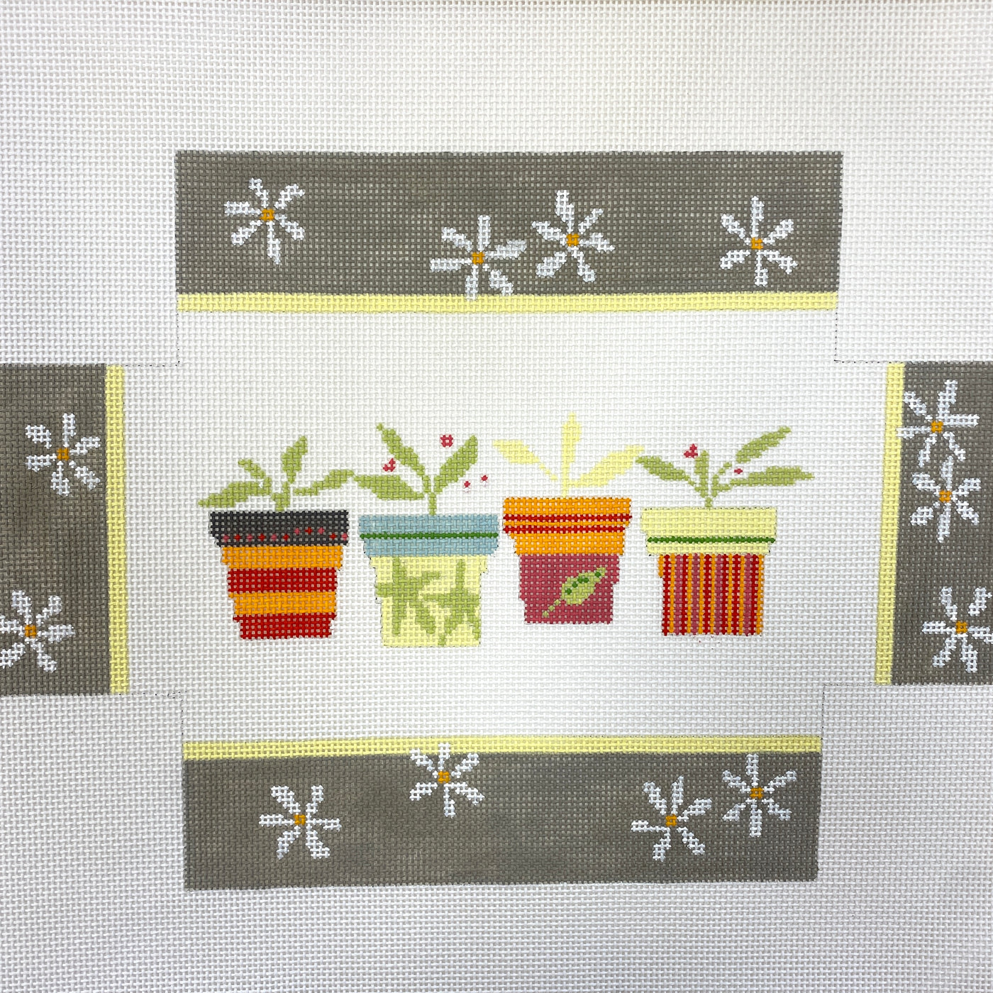 Flowerpots Doorstop Needlepoint Canvas