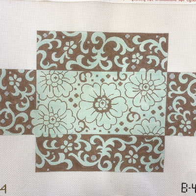 Aqua/Taupe Brick Cover Needlepoint Canvas